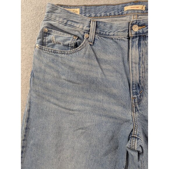 Levis Premium Jeans Mens 34x30 Blue Baggy Dad Straight Distressed Whiskers Big E - Picture 2 of 16
